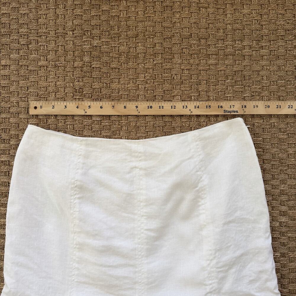 Vintage Kim Roger’s 100% Linen White Pleated Midi Skirt Women's Size 16 - Picture 7 of 9
